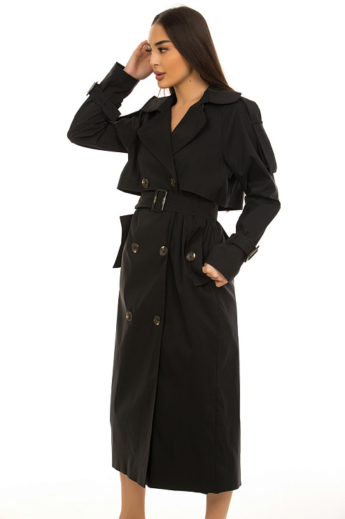 CHEERDUCK/NUR 531 ЧЕРНЫЙ Тренч женский CHEERDUCK цвет Черный