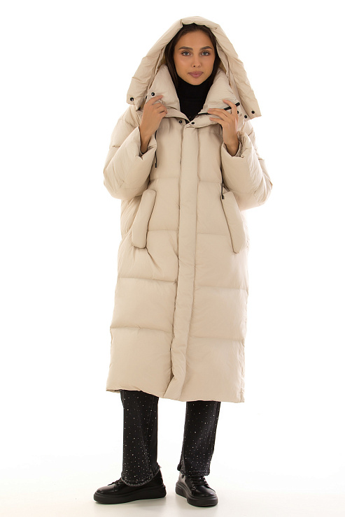 CHEERDUCK/5078 G-20 БЕЖЕВЫЙ Пуховик женский CHEERDUCK цвет Бежевый