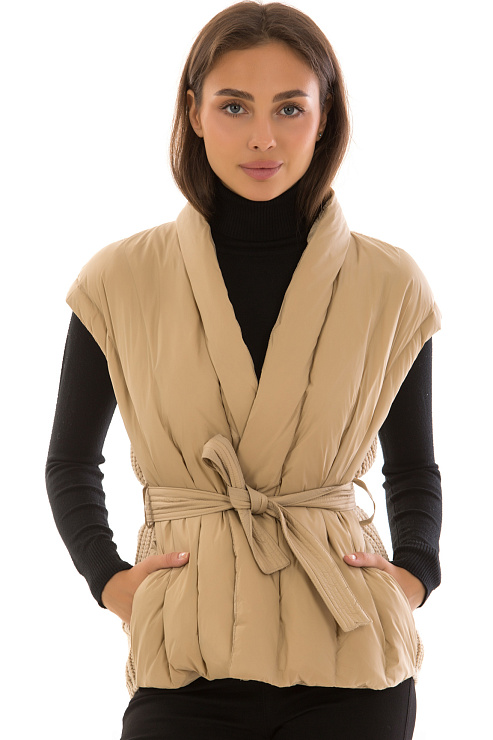 CHEERDUCK/2C22 G-203 БЕЖЕВЫЙ Жилет женский CHEERDUCK цвет Бежевый