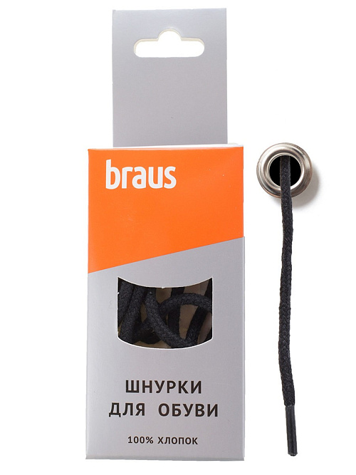 Шнурки BRAUS 90см средние ЧЕРНЫЕ BRAUS цвет Черный