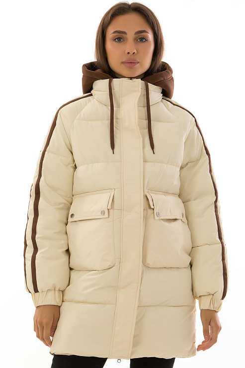 CHEERDUCK/2C22 833 БЕЖЕВЫЙ Пуховик женский CHEERDUCK цвет Бежевый