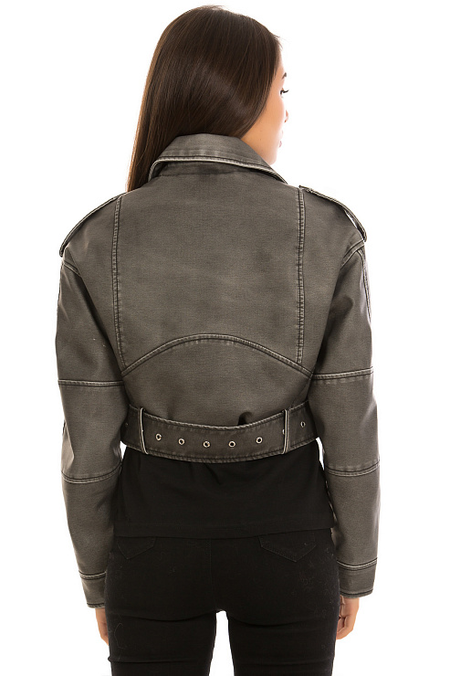 CHEERDUCK/2030 3312 СЕРЫЙ Куртка кожаная женская CHEERDUCK цвет Серый