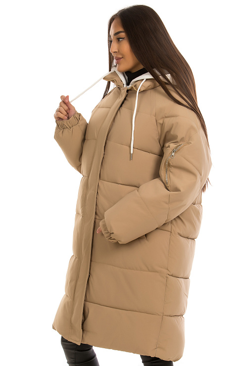 CHEERDUCK/2025 K8307 БЕЖЕВЫЙ Пуховик женский CHEERDUCK цвет Бежевый