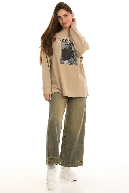 CHEERDUCK/2C19 808 БЕЖЕВЫЙ Лонгслив женский CHEERDUCK цвет Бежевый