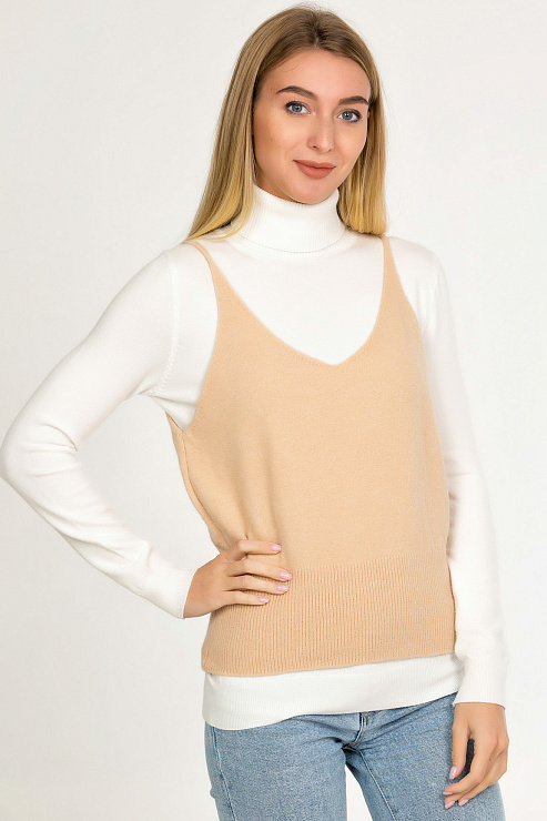 CHEER&DUCK/WWOLLENS 25 БЕЖ. Майка женская CHEERDUCK цвет Бежевый