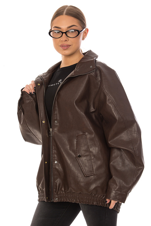 CHEERDUCK/2025 2626 КОРИЧНЕВЫЙ Куртка кожаная д/с CHEERDUCK цвет Коричневый