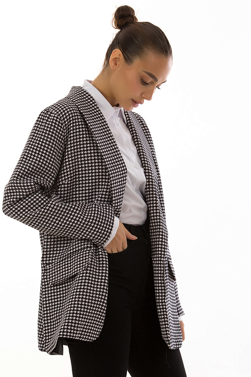 CHEERDUCK/FAH 011 БЕЛ.ЧЕРНЫЙ Пиджак женский CHEERDUCK цвет Белый