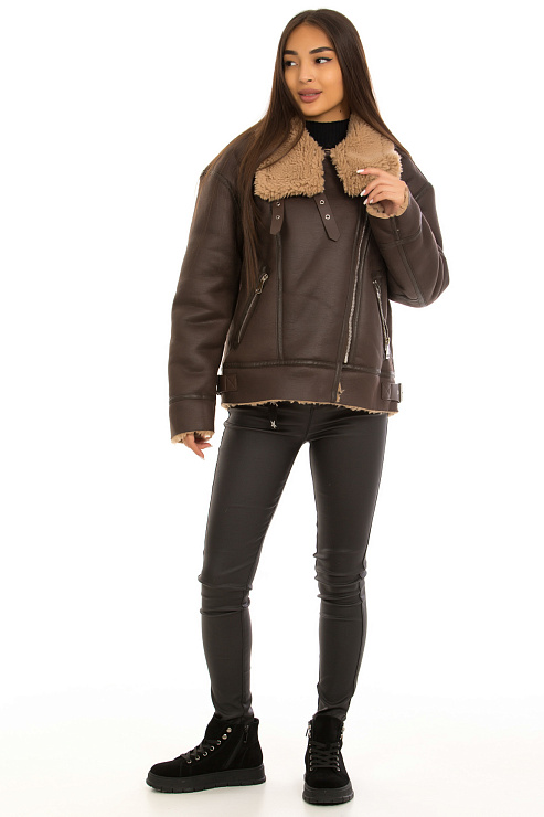 CHEERDUCK/2030 243 Т.КОРИЧНЕВЫЙ Дубленка женская CHEERDUCK цвет Коричневый