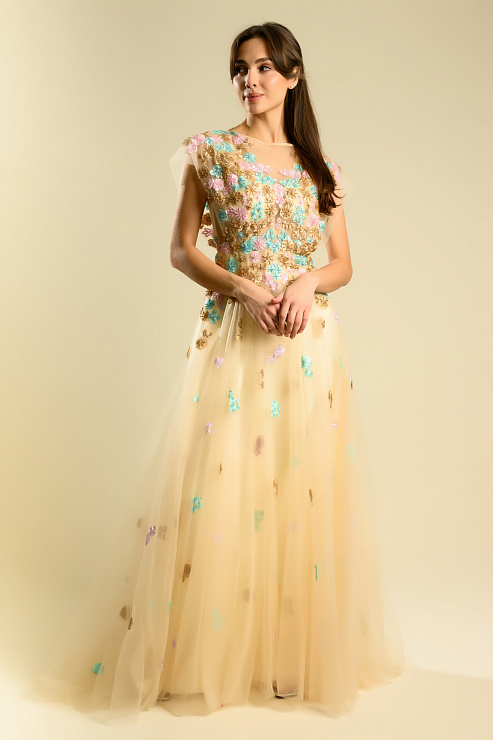 BELLABOA 1012 БЕЖЕВЫЙ Вечернее платье BELLABOA цвет Бежевый