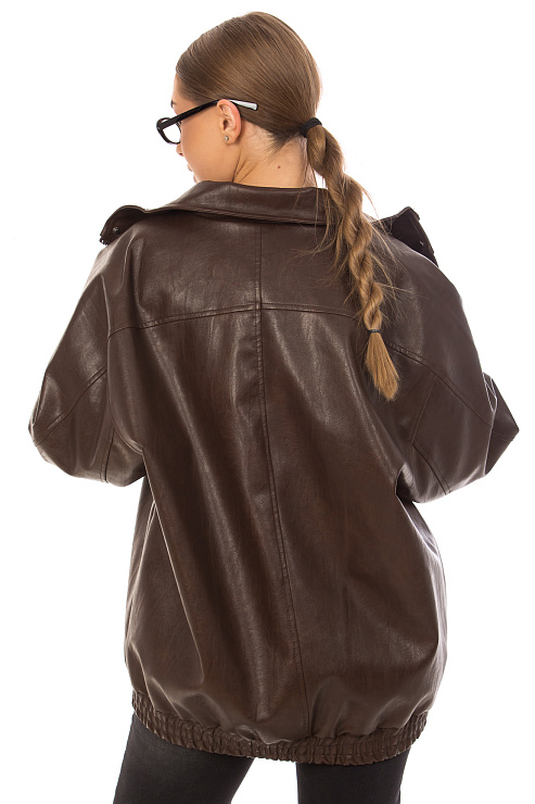 CHEERDUCK/2025 2626 КОРИЧНЕВЫЙ Куртка кожаная д/с CHEERDUCK цвет Коричневый