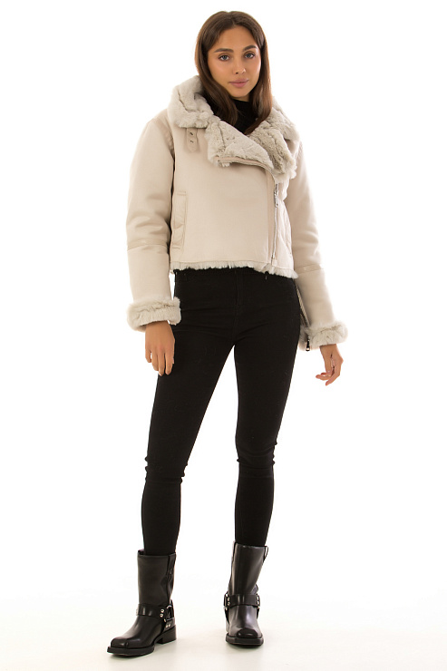 CHEERDUCK/2030 D227 БЕЖЕВЫЙ Дубленка женская CHEERDUCK цвет Молочный