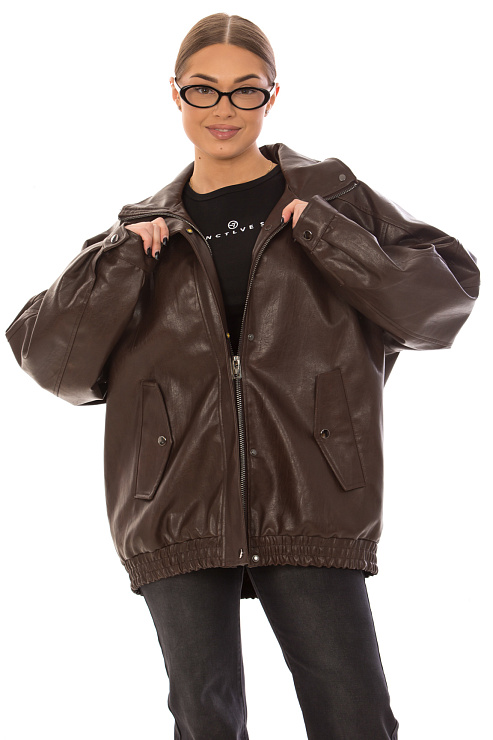 CHEERDUCK/2025 2626 КОРИЧНЕВЫЙ Куртка кожаная д/с CHEERDUCK цвет Коричневый