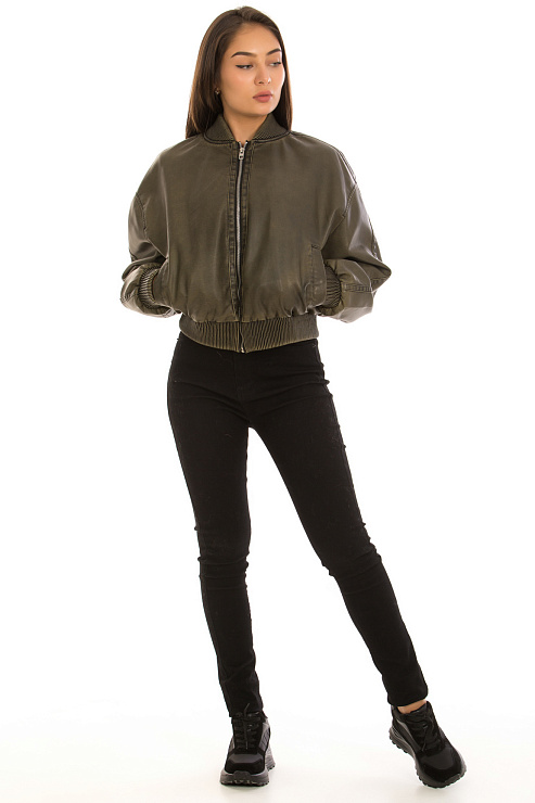 CHEERDUCK/2030 3360 ХАКИ Куртка кожаная женская CHEERDUCK цвет Хаки