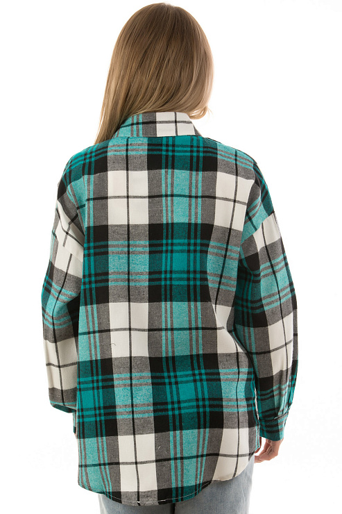 Fashion R-9058 БИРЮЗОВЫЙ Рубашка женская FASHION цвет Бирюзовый