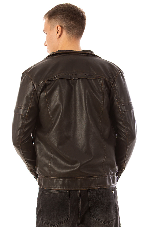 CHEERDUCK/6088 К8805 КОРИЧНЕВЫЙ Куртка кожаная мужская CHEERDUCK цвет Коричневый