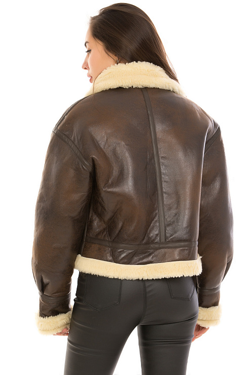 CHEERDUCK/2030 719-1 КОРИЧНЕВЫЙ Дубленка женская CHEERDUCK цвет Коричневый