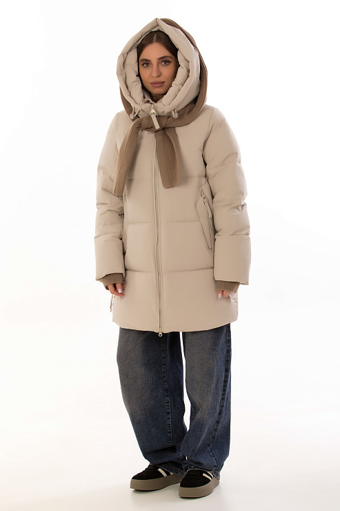 TOWMY С425 БЕЖЕВЫЙ Пуховик женский TOWMY цвет Бежевый