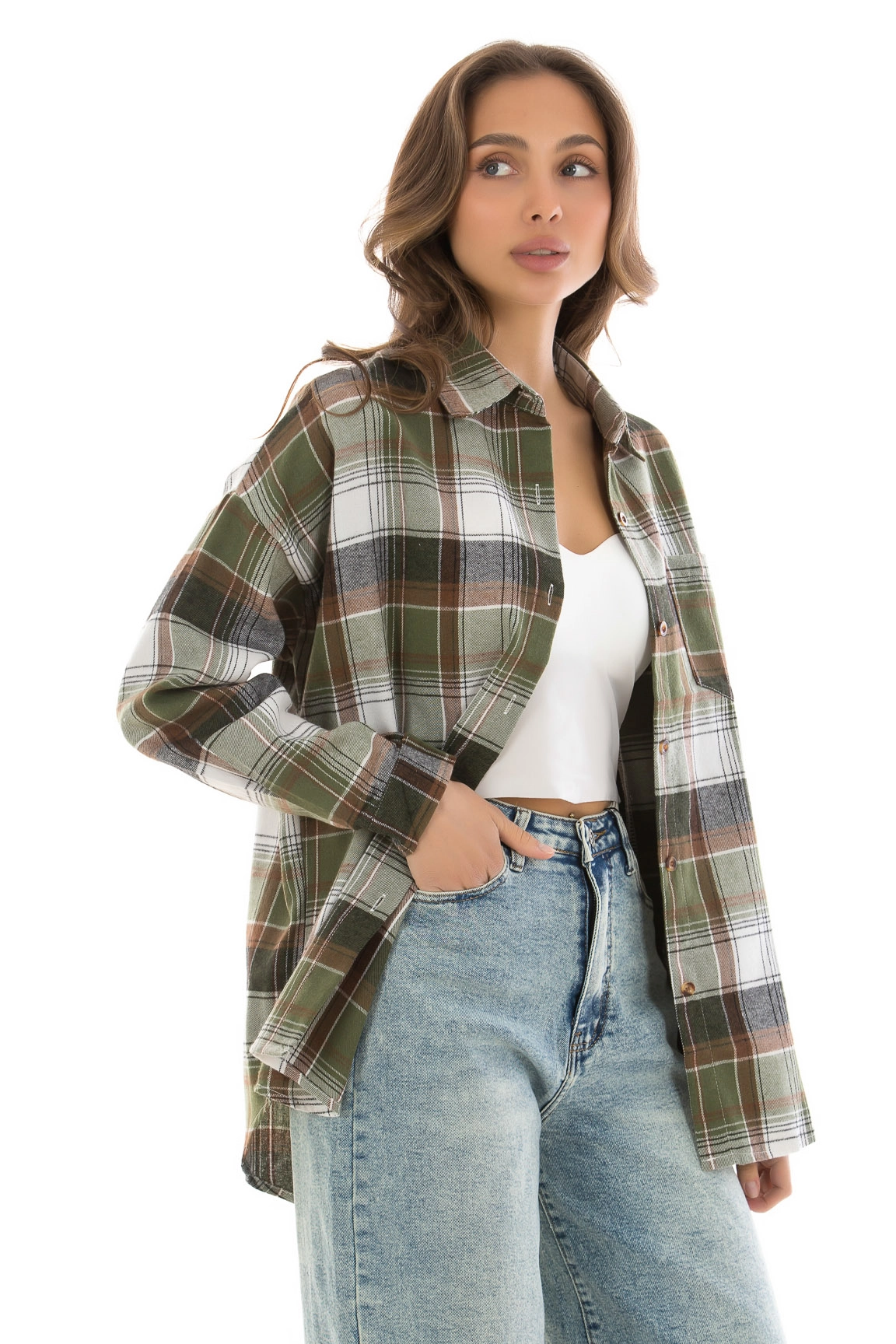 Fashion R-9058 ЗЕЛЕНЫЙ Рубашка женская