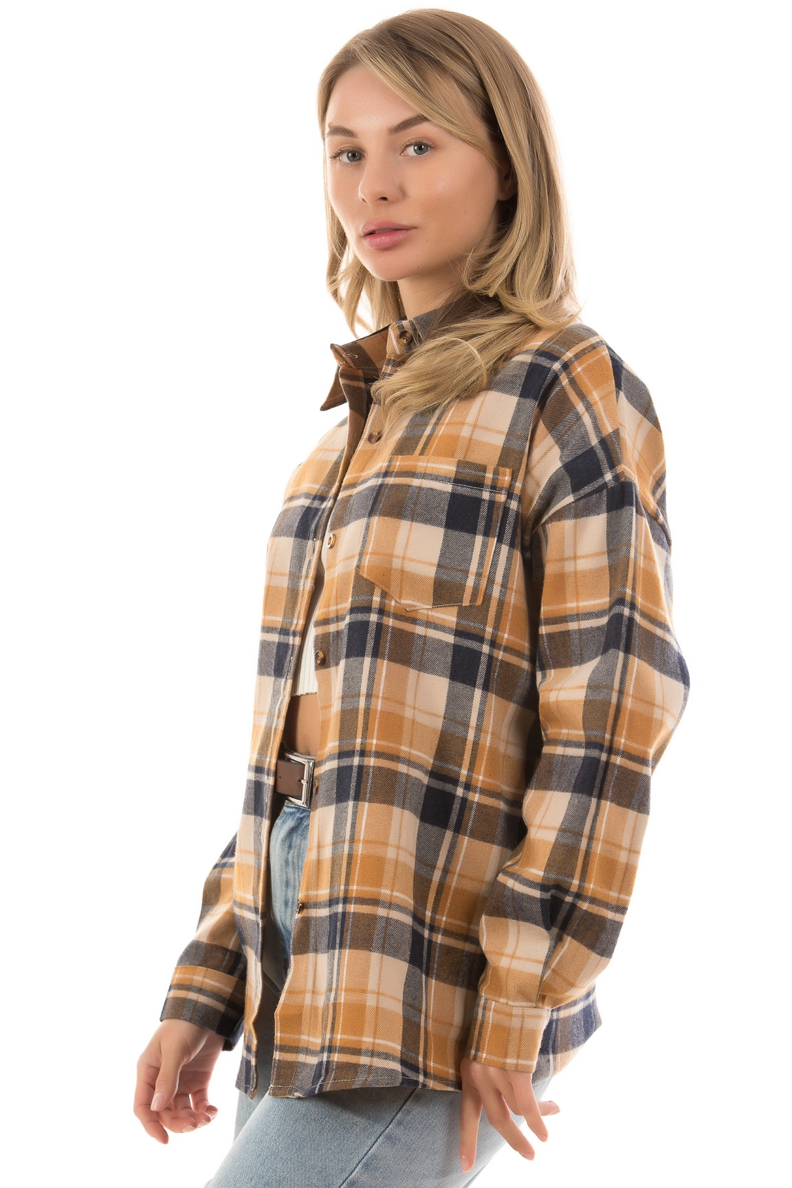 Fashion R-9058 СВ.КОРИЧ Рубашка женская