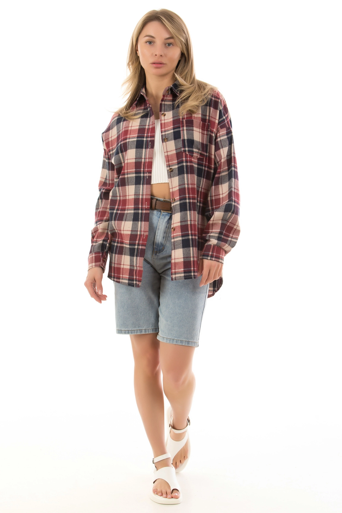 Fashion R-9058 БОРДОВЫЙ Рубашка женская