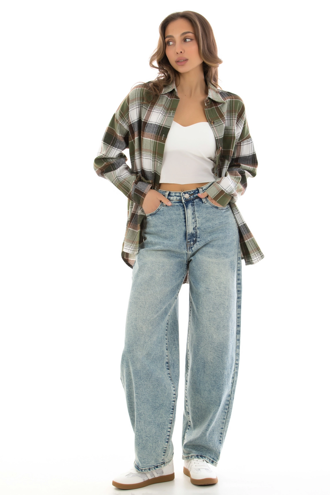 Fashion R-9058 ЗЕЛЕНЫЙ Рубашка женская